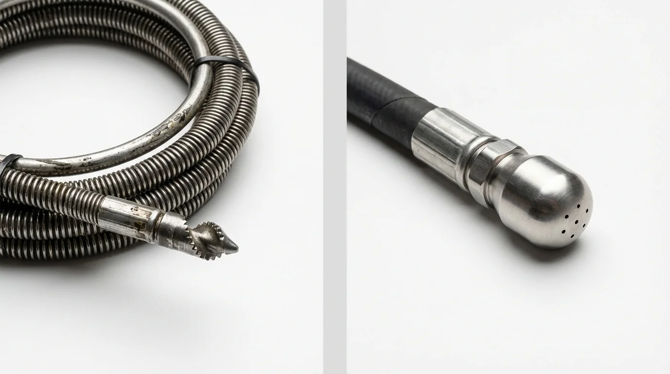 Drain snake cable and hydro jetting nozzle used for drain cleaning in Yerington, NV