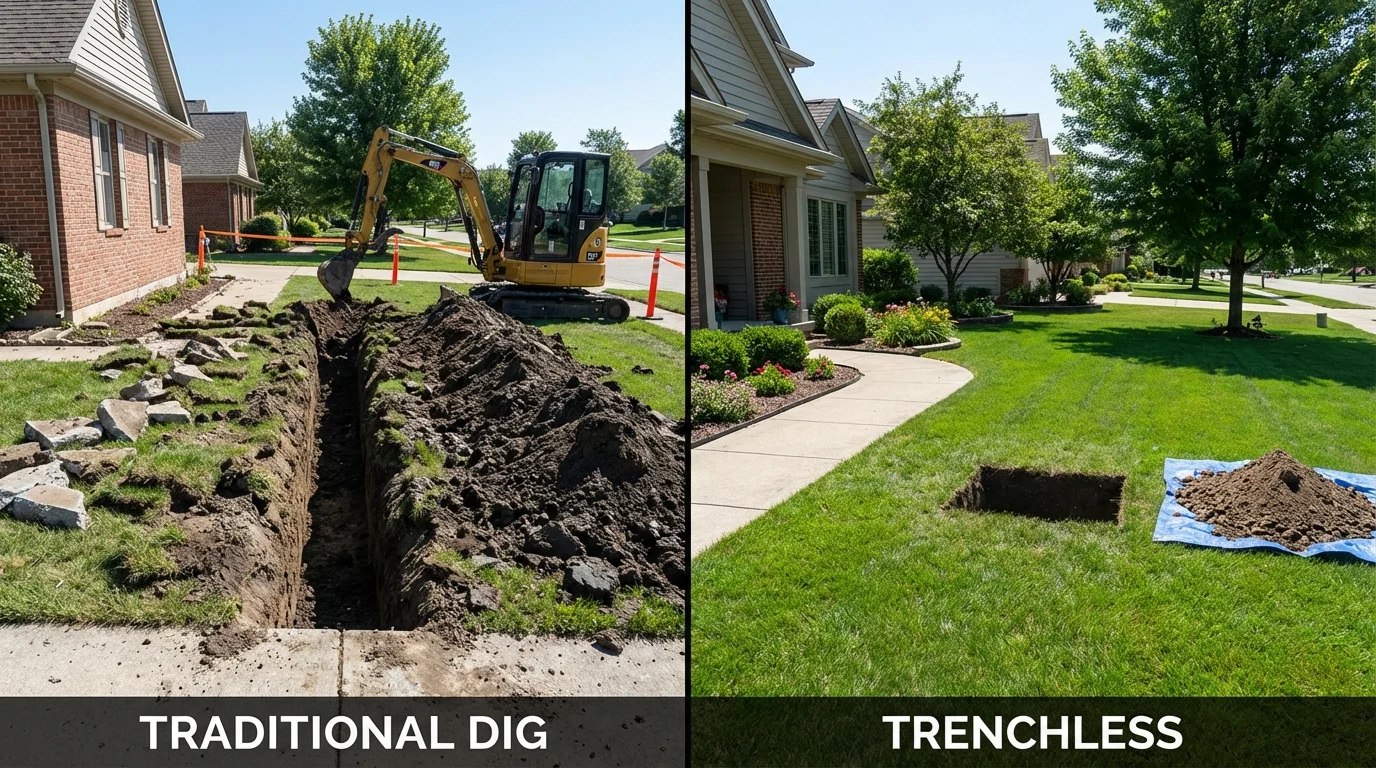 Trenchless sewer repair with minimal yard damage versus traditional excavation in Yerington, NV